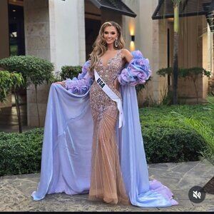 Johnathan Kayne Pageant/Prom Gown with cape